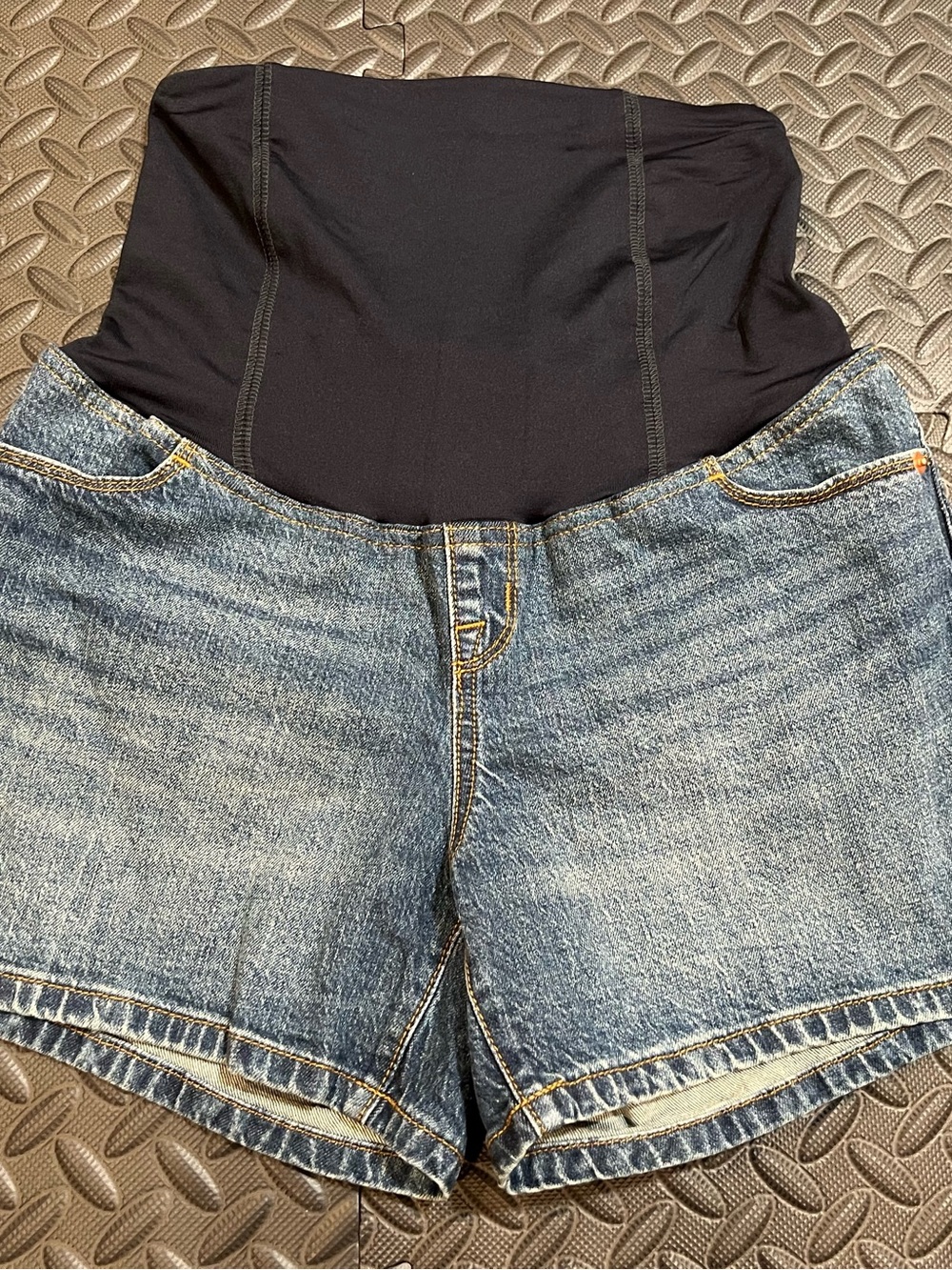 Isabel Maternity by Ingrid & Isabel Denim Shorts with Black Overbump Panel